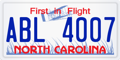 NC license plate ABL4007