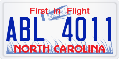 NC license plate ABL4011