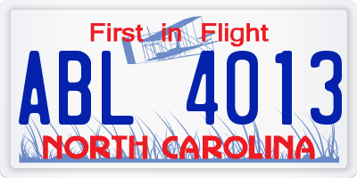 NC license plate ABL4013