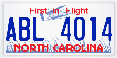 NC license plate ABL4014
