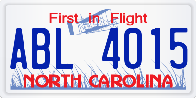 NC license plate ABL4015