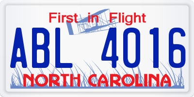 NC license plate ABL4016
