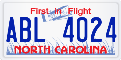 NC license plate ABL4024