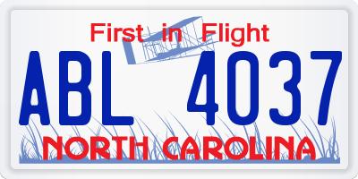 NC license plate ABL4037