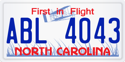NC license plate ABL4043