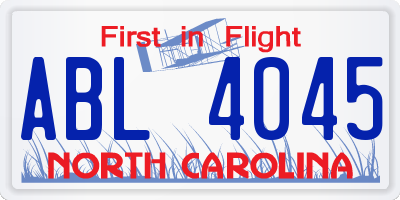 NC license plate ABL4045