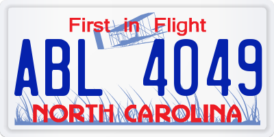 NC license plate ABL4049