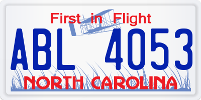 NC license plate ABL4053