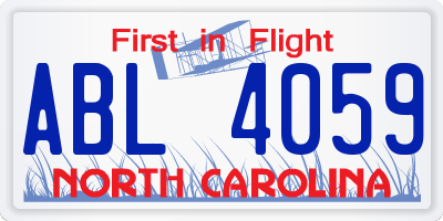 NC license plate ABL4059