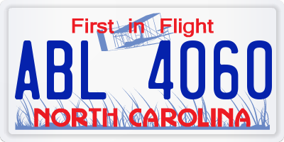 NC license plate ABL4060