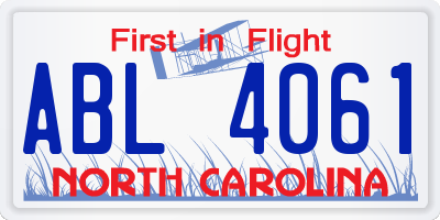 NC license plate ABL4061