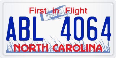 NC license plate ABL4064