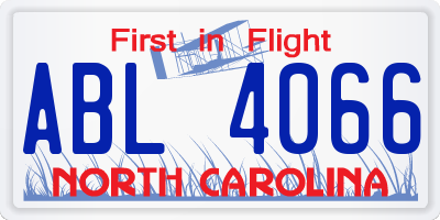 NC license plate ABL4066