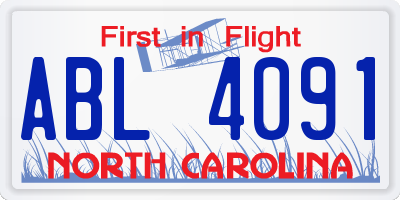 NC license plate ABL4091