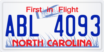 NC license plate ABL4093