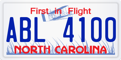 NC license plate ABL4100