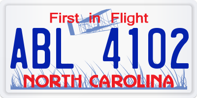 NC license plate ABL4102