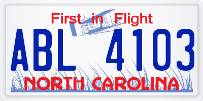 NC license plate ABL4103