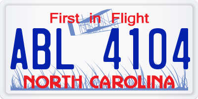 NC license plate ABL4104
