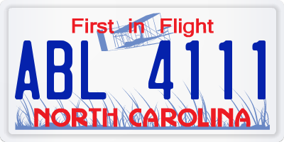 NC license plate ABL4111