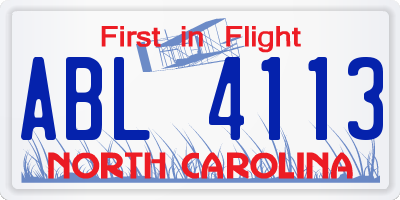 NC license plate ABL4113