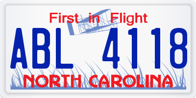 NC license plate ABL4118