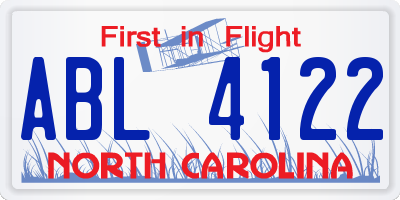NC license plate ABL4122