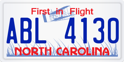 NC license plate ABL4130