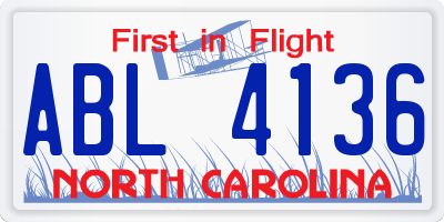 NC license plate ABL4136