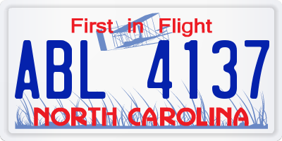NC license plate ABL4137