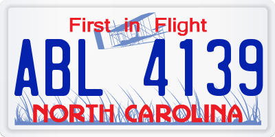NC license plate ABL4139