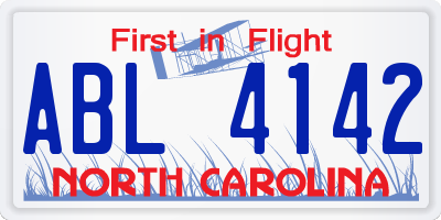 NC license plate ABL4142