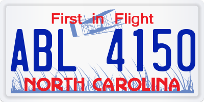 NC license plate ABL4150