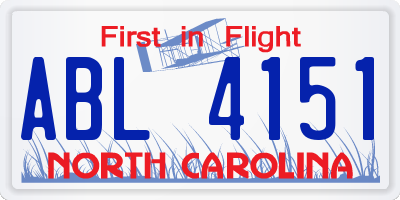 NC license plate ABL4151