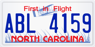 NC license plate ABL4159