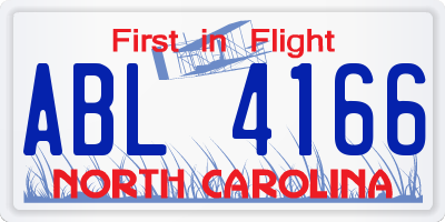 NC license plate ABL4166