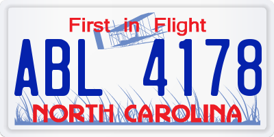 NC license plate ABL4178