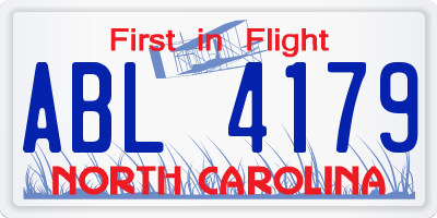 NC license plate ABL4179