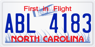 NC license plate ABL4183