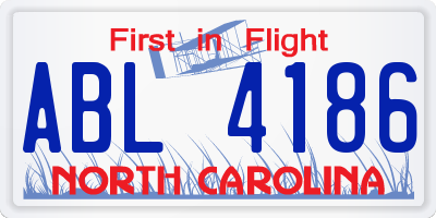 NC license plate ABL4186