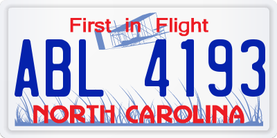 NC license plate ABL4193