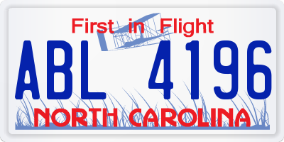 NC license plate ABL4196