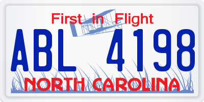 NC license plate ABL4198