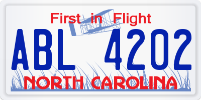 NC license plate ABL4202