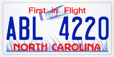NC license plate ABL4220