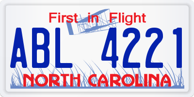 NC license plate ABL4221