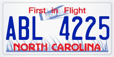 NC license plate ABL4225