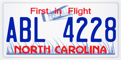 NC license plate ABL4228