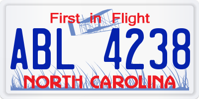 NC license plate ABL4238