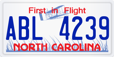 NC license plate ABL4239
